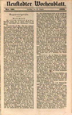 Neustadter Wochenblatt Dienstag 22. August 1848