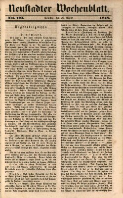 Neustadter Wochenblatt Samstag 26. August 1848