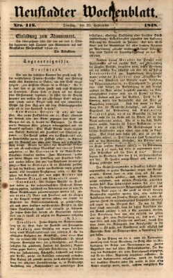 Neustadter Wochenblatt Dienstag 26. September 1848