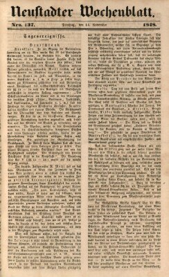 Neustadter Wochenblatt Dienstag 14. November 1848