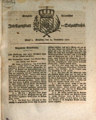 Königlich baierisches Intelligenzblatt des Salzach-Kreises (Königlich baierisches Salzach-Kreis-Blatt) Samstag 24. November 1810