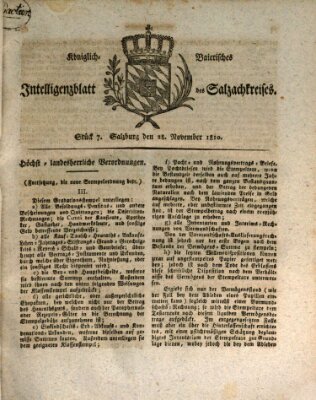 Königlich baierisches Intelligenzblatt des Salzach-Kreises (Königlich baierisches Salzach-Kreis-Blatt) Mittwoch 28. November 1810