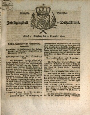 Königlich baierisches Intelligenzblatt des Salzach-Kreises (Königlich baierisches Salzach-Kreis-Blatt) Mittwoch 5. Dezember 1810