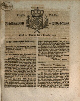 Königlich baierisches Intelligenzblatt des Salzach-Kreises (Königlich baierisches Salzach-Kreis-Blatt) Samstag 8. Dezember 1810