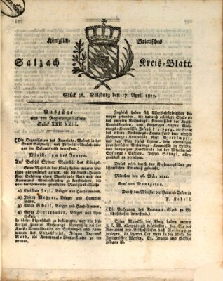 Königlich baierisches Salzach-Kreis-Blatt Mittwoch 17. April 1811