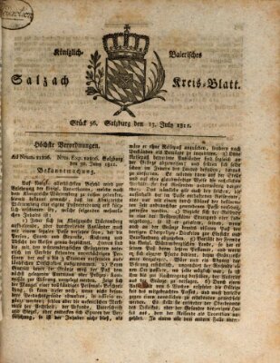 Königlich baierisches Salzach-Kreis-Blatt Samstag 13. Juli 1811