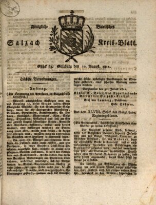 Königlich baierisches Salzach-Kreis-Blatt Samstag 10. August 1811