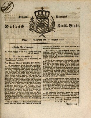 Königlich baierisches Salzach-Kreis-Blatt Mittwoch 21. August 1811