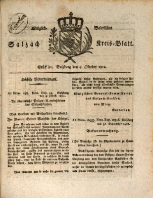 Königlich baierisches Salzach-Kreis-Blatt Mittwoch 9. Oktober 1811