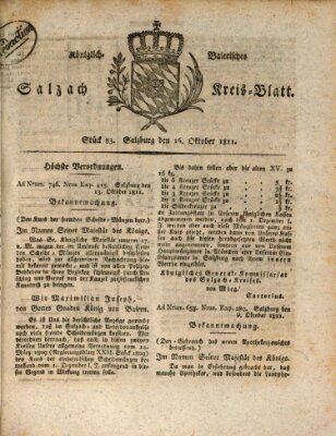 Königlich baierisches Salzach-Kreis-Blatt Mittwoch 16. Oktober 1811