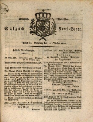 Königlich baierisches Salzach-Kreis-Blatt Samstag 19. Oktober 1811