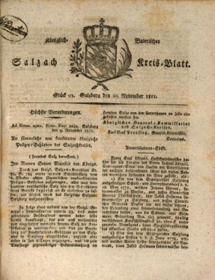 Königlich baierisches Salzach-Kreis-Blatt Mittwoch 20. November 1811