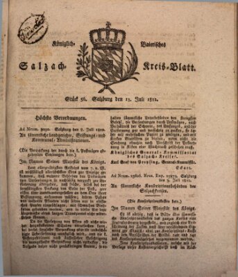 Königlich baierisches Salzach-Kreis-Blatt Montag 13. Juli 1812