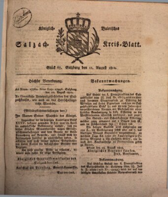 Königlich baierisches Salzach-Kreis-Blatt Freitag 21. August 1812