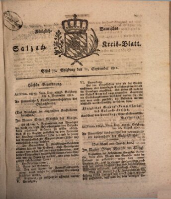 Königlich baierisches Salzach-Kreis-Blatt Freitag 11. September 1812