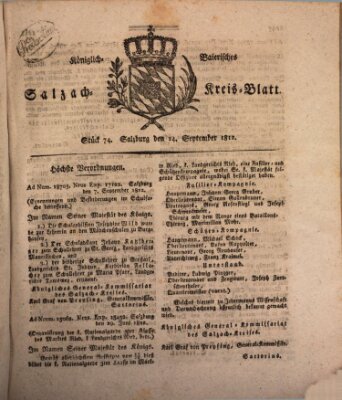 Königlich baierisches Salzach-Kreis-Blatt Montag 14. September 1812