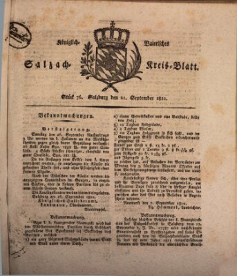 Königlich baierisches Salzach-Kreis-Blatt Montag 21. September 1812