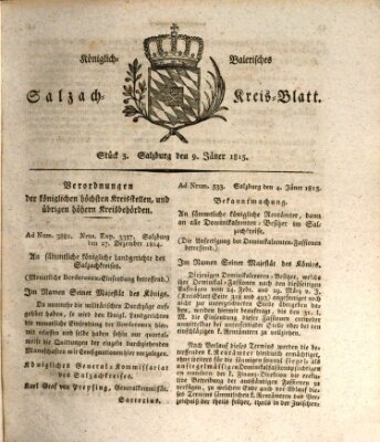 Königlich baierisches Salzach-Kreis-Blatt Montag 9. Januar 1815