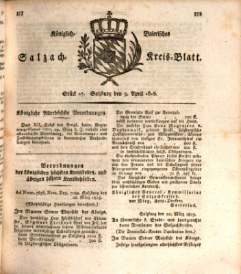 Königlich baierisches Salzach-Kreis-Blatt Montag 3. April 1815