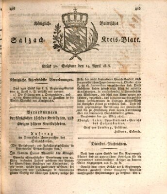 Königlich baierisches Salzach-Kreis-Blatt Freitag 14. April 1815