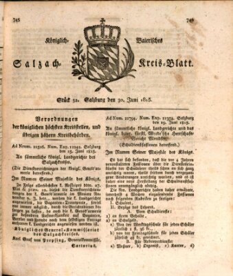 Königlich baierisches Salzach-Kreis-Blatt Freitag 30. Juni 1815