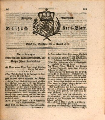 Königlich baierisches Salzach-Kreis-Blatt Freitag 4. August 1815