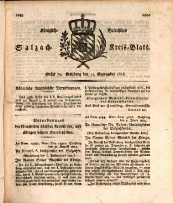 Königlich baierisches Salzach-Kreis-Blatt Montag 11. September 1815