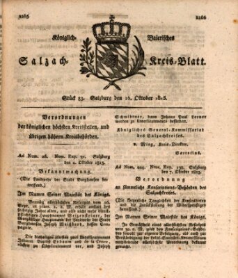 Königlich baierisches Salzach-Kreis-Blatt Montag 16. Oktober 1815