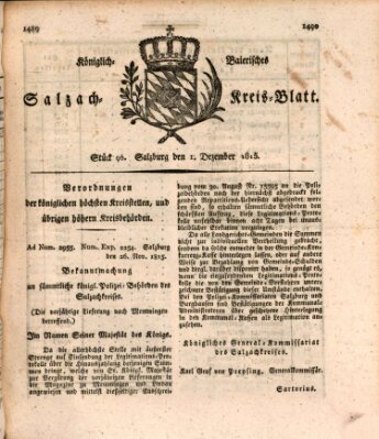 Königlich baierisches Salzach-Kreis-Blatt Freitag 1. Dezember 1815