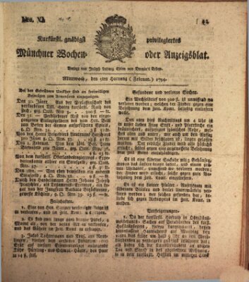 Kurfürstlich gnädigst privilegirte Münchner-Zeitung (Süddeutsche Presse) Mittwoch 5. Februar 1794