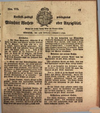 Kurfürstlich gnädigst privilegirte Münchner-Zeitung (Süddeutsche Presse) Mittwoch 19. Februar 1794