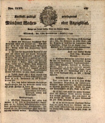 Kurfürstlich gnädigst privilegirte Münchner-Zeitung (Süddeutsche Presse) Mittwoch 27. August 1794