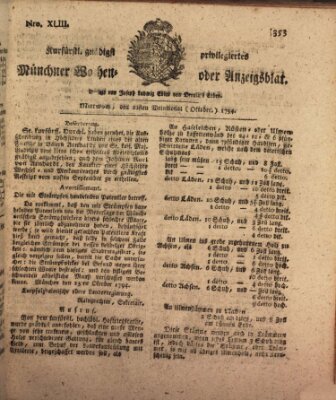 Kurfürstlich gnädigst privilegirte Münchner-Zeitung (Süddeutsche Presse) Mittwoch 22. Oktober 1794