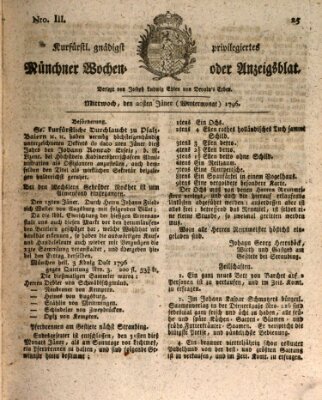 Kurfürstlich gnädigst privilegirte Münchner-Zeitung (Süddeutsche Presse) Mittwoch 20. Januar 1796