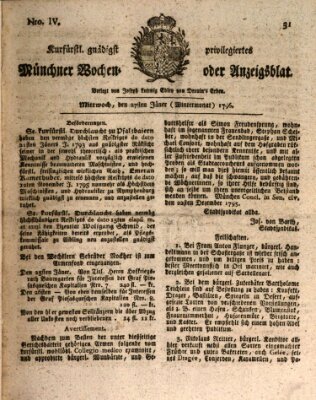 Kurfürstlich gnädigst privilegirte Münchner-Zeitung (Süddeutsche Presse) Mittwoch 27. Januar 1796