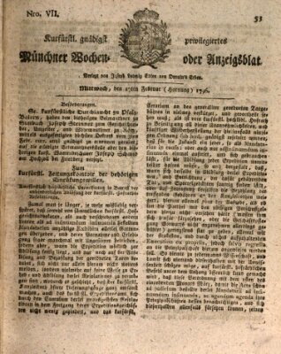 Kurfürstlich gnädigst privilegirte Münchner-Zeitung (Süddeutsche Presse) Mittwoch 17. Februar 1796