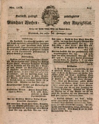 Kurfürstlich gnädigst privilegirte Münchner-Zeitung (Süddeutsche Presse) Mittwoch 20. Juli 1796