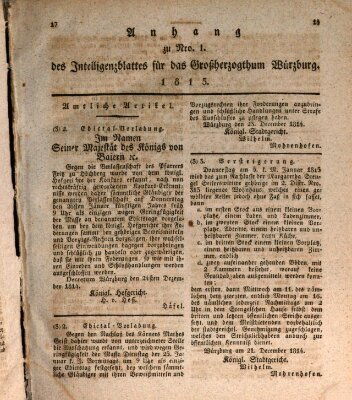 Königlich-baierisches Intelligenzblatt für das Großherzogthum Würzburg (Würzburger Intelligenzblatt) Dienstag 3. Januar 1815