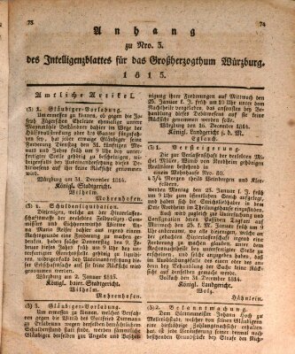 Königlich-baierisches Intelligenzblatt für das Großherzogthum Würzburg (Würzburger Intelligenzblatt) Dienstag 10. Januar 1815