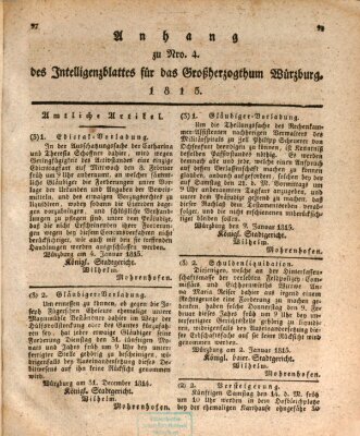 Königlich-baierisches Intelligenzblatt für das Großherzogthum Würzburg (Würzburger Intelligenzblatt) Donnerstag 12. Januar 1815