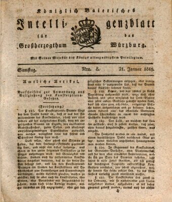 Königlich-baierisches Intelligenzblatt für das Großherzogthum Würzburg (Würzburger Intelligenzblatt) Samstag 21. Januar 1815