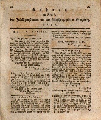 Königlich-baierisches Intelligenzblatt für das Großherzogthum Würzburg (Würzburger Intelligenzblatt) Dienstag 24. Januar 1815