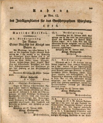 Königlich-baierisches Intelligenzblatt für das Großherzogthum Würzburg (Würzburger Intelligenzblatt) Dienstag 31. Januar 1815