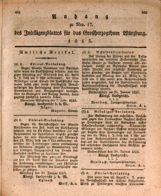 Königlich-baierisches Intelligenzblatt für das Großherzogthum Würzburg (Würzburger Intelligenzblatt) Dienstag 14. Februar 1815