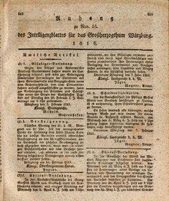 Königlich-baierisches Intelligenzblatt für das Großherzogthum Würzburg (Würzburger Intelligenzblatt) Donnerstag 16. Februar 1815