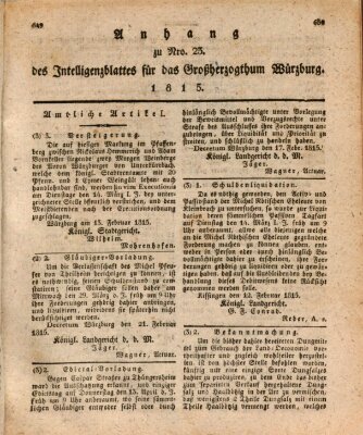 Königlich-baierisches Intelligenzblatt für das Großherzogthum Würzburg (Würzburger Intelligenzblatt) Dienstag 28. Februar 1815