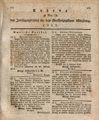 Königlich-baierisches Intelligenzblatt für das Großherzogthum Würzburg (Würzburger Intelligenzblatt) Donnerstag 2. März 1815