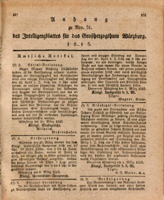 Königlich-baierisches Intelligenzblatt für das Großherzogthum Würzburg (Würzburger Intelligenzblatt) Samstag 18. März 1815