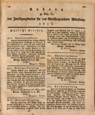 Königlich-baierisches Intelligenzblatt für das Großherzogthum Würzburg (Würzburger Intelligenzblatt) Samstag 25. März 1815