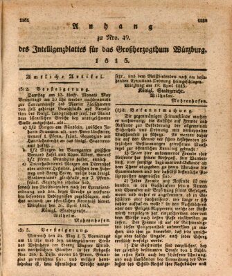 Königlich-baierisches Intelligenzblatt für das Großherzogthum Würzburg (Würzburger Intelligenzblatt) Samstag 6. Mai 1815